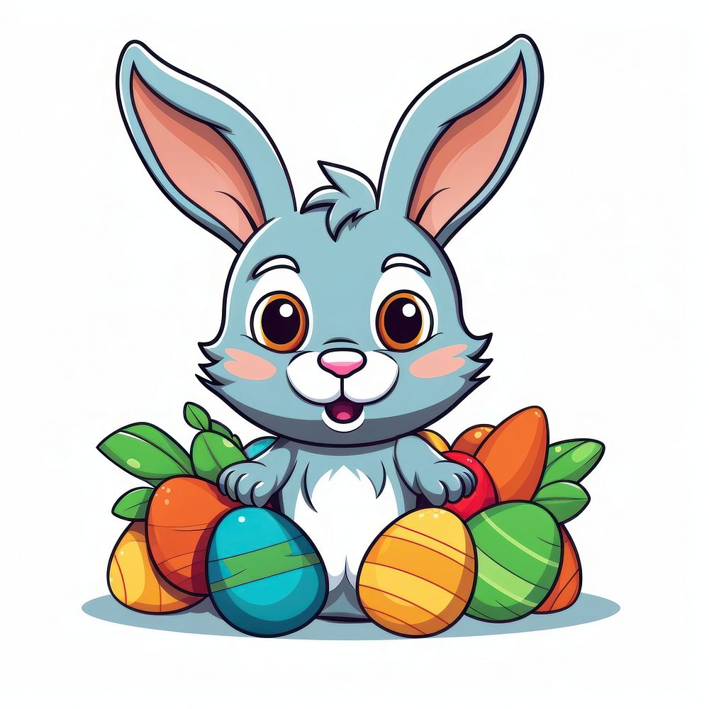 Bunny with easter eggs cartoon animal mammal.