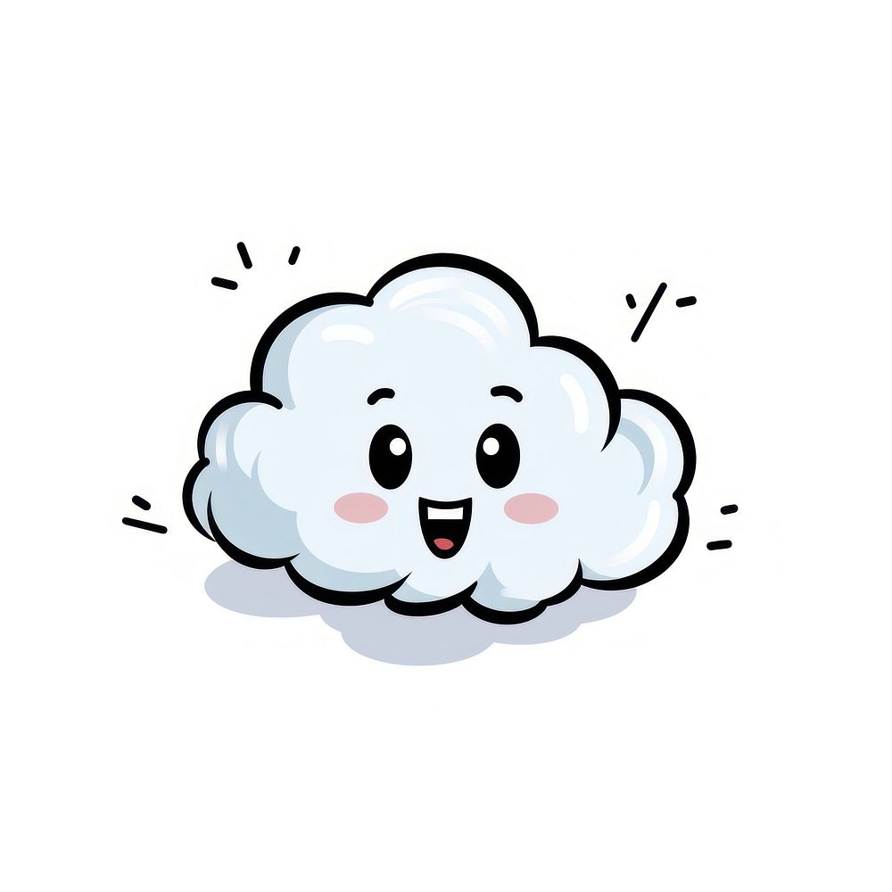 Cloudy with thunder cartoon white smiling.