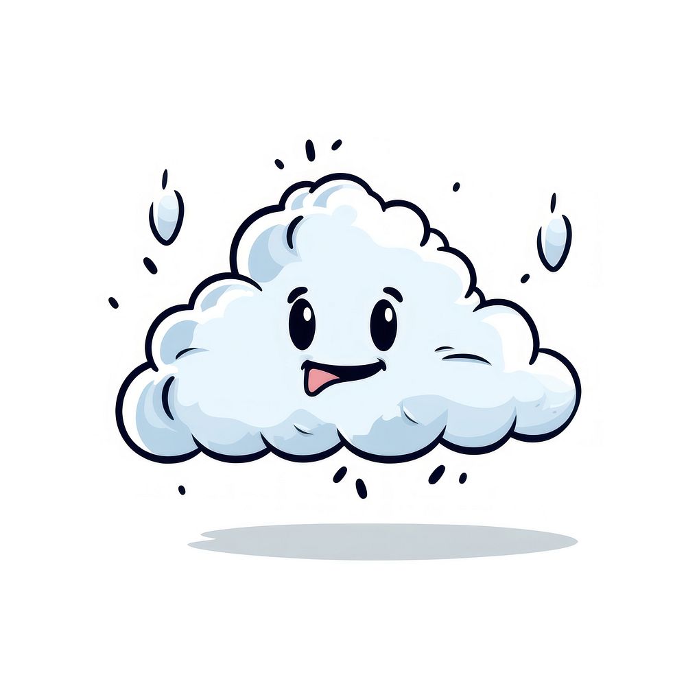 Cloudy with thunder outdoors cartoon white.