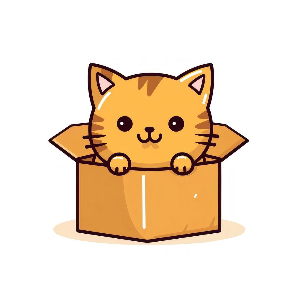 Cutie cat in box cardboard cartoon carton.