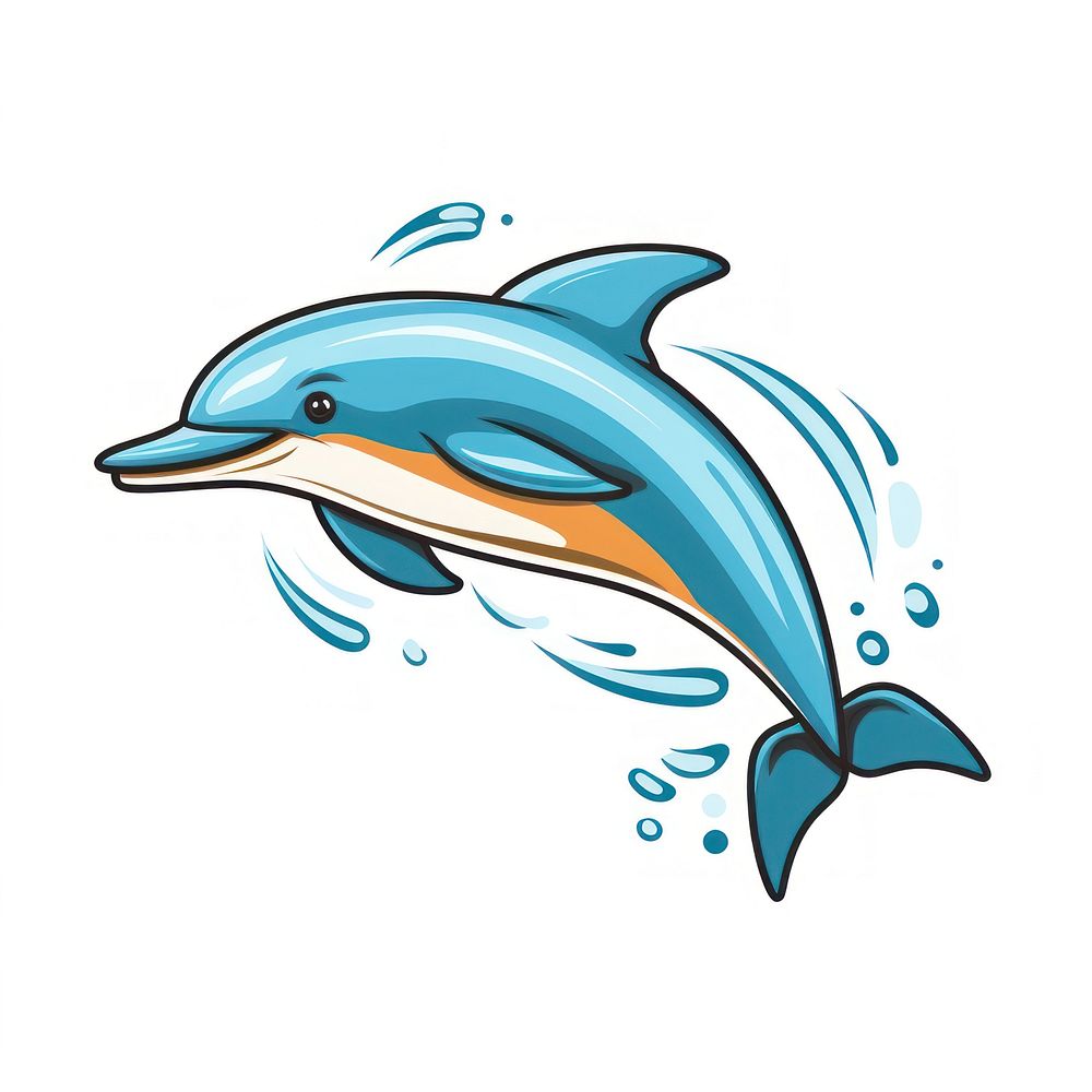 Dolphin jumping from ocean cartoon animal mammal.