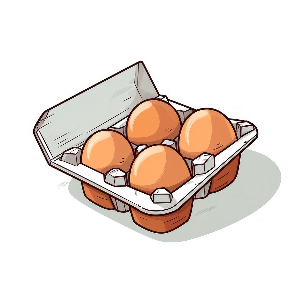 Eggs in packaging cartoon food container.