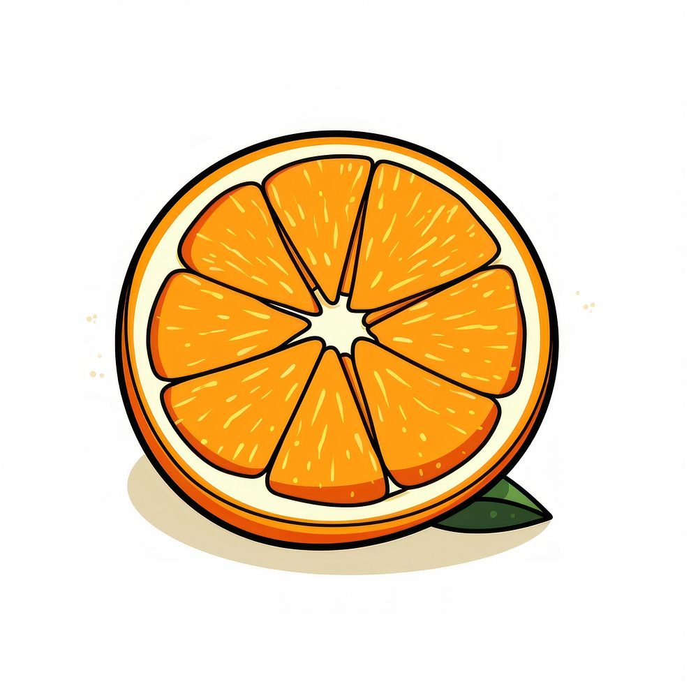 Half of orange grapefruit cartoon plant.