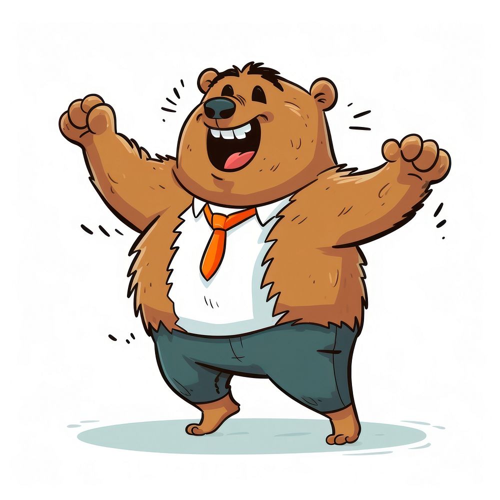 Happy bear dancing cartoon mammal happiness.