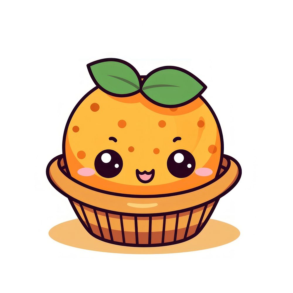 Oragne in basket dessert cartoon fruit.