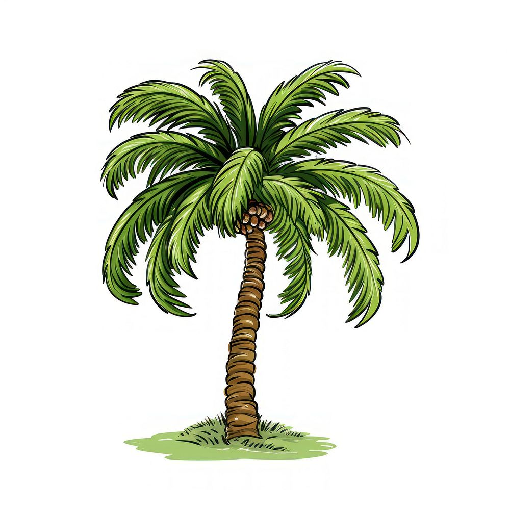 Palm tree cartoon drawing plant.