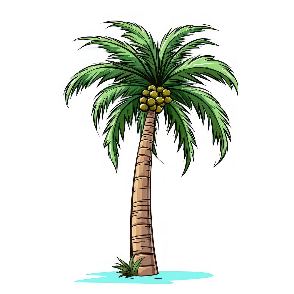 Palm tree cartoon plant fruit.