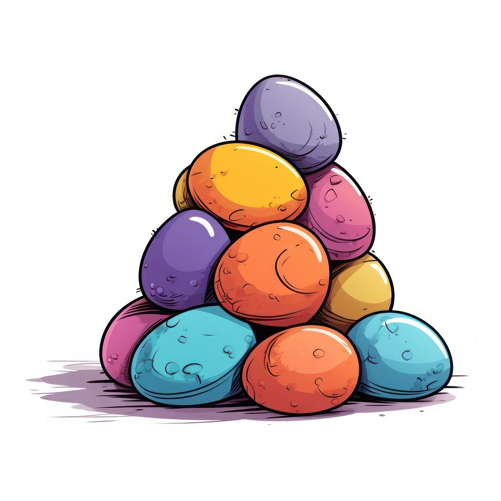 Piles of easter eggs cartoon white background confectionery.