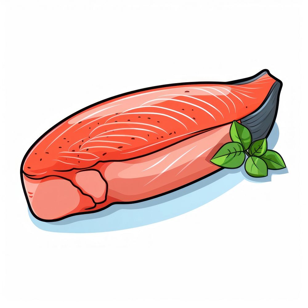 Salmon steak seafood cartoon white background.