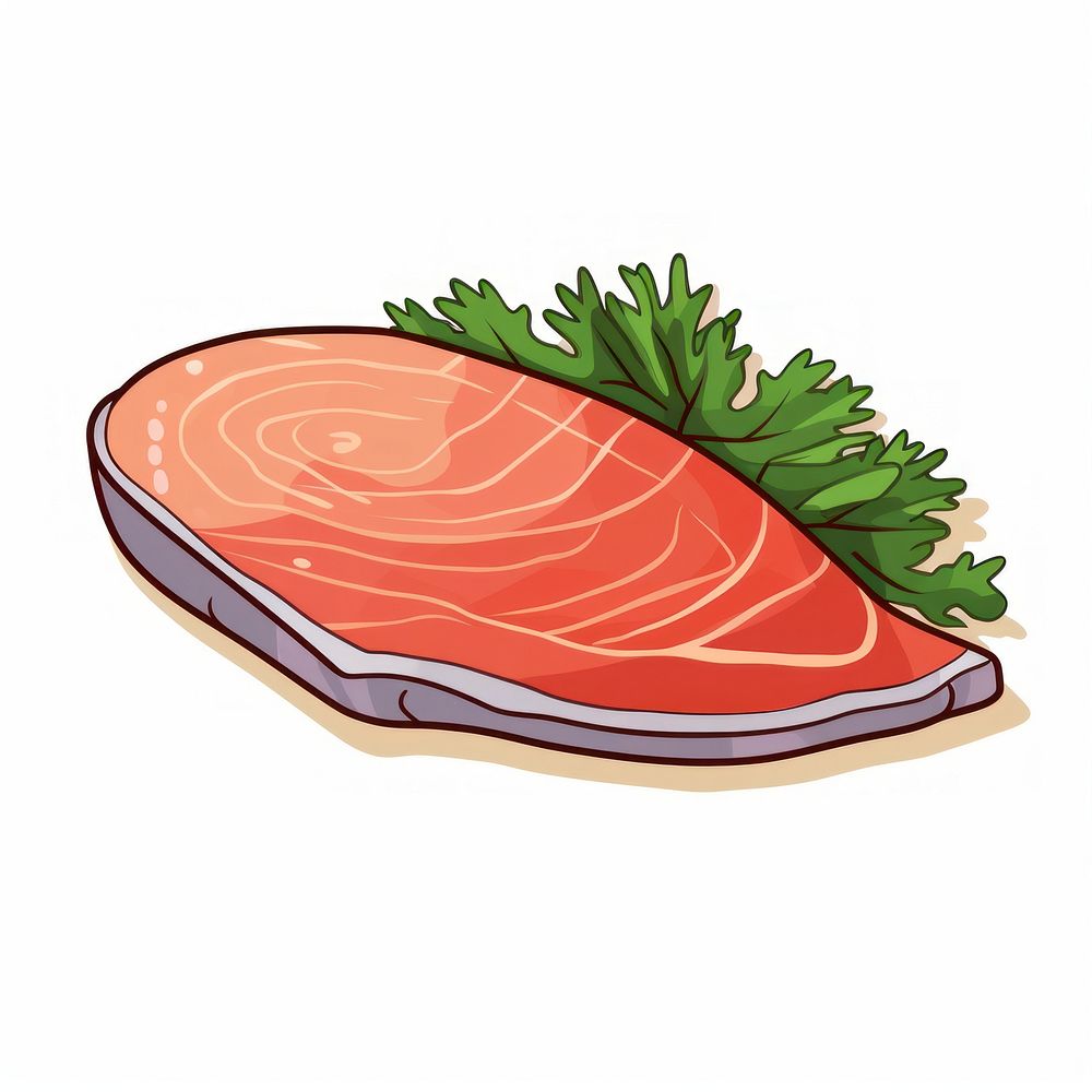 Salmon steak food meat white background.