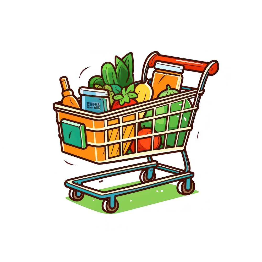 Shopping cart cartoon basket consumerism.