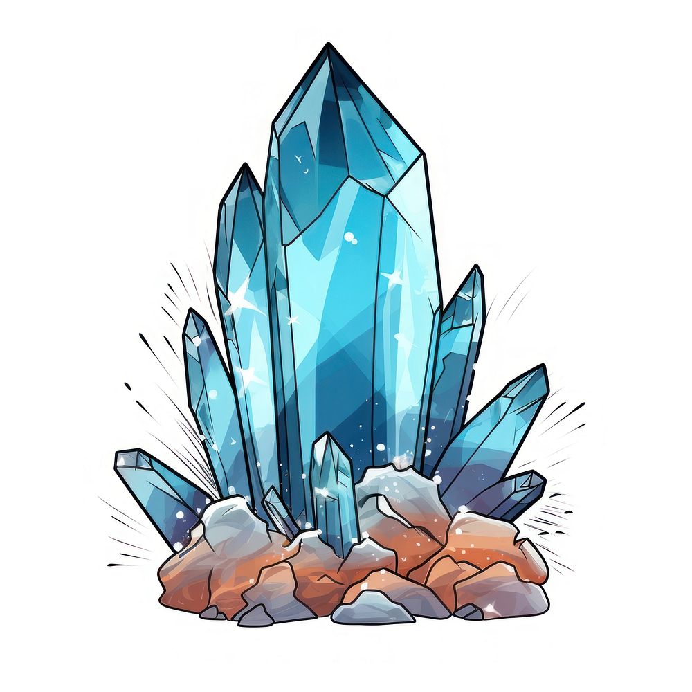 Shining crystal mineral cartoon quartz.