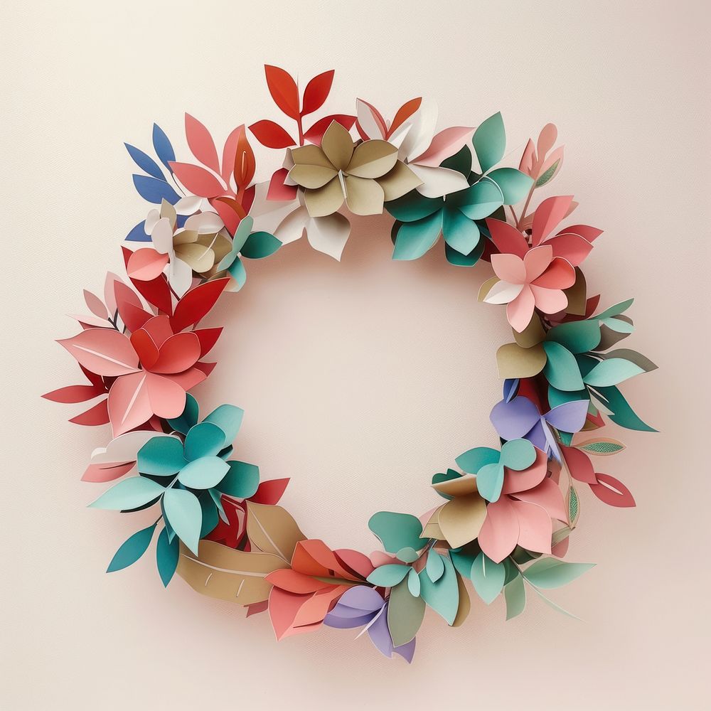 Christmas wreath art paper craft.
