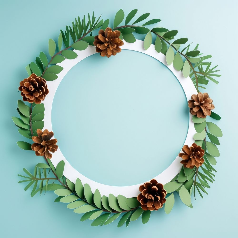 Pine wreath with pine cone circle plant celebration.