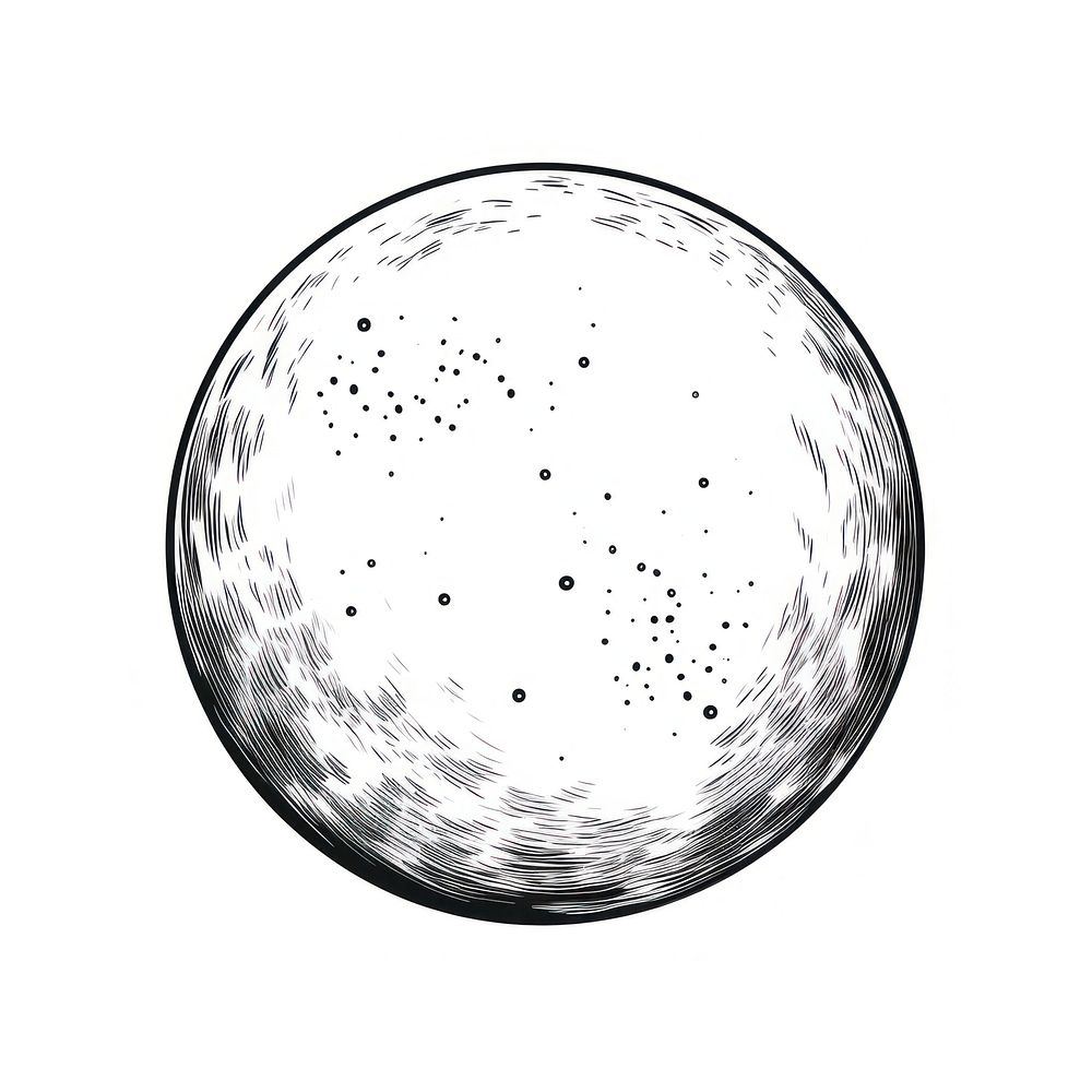 Fullmoon sphere sketch white background.
