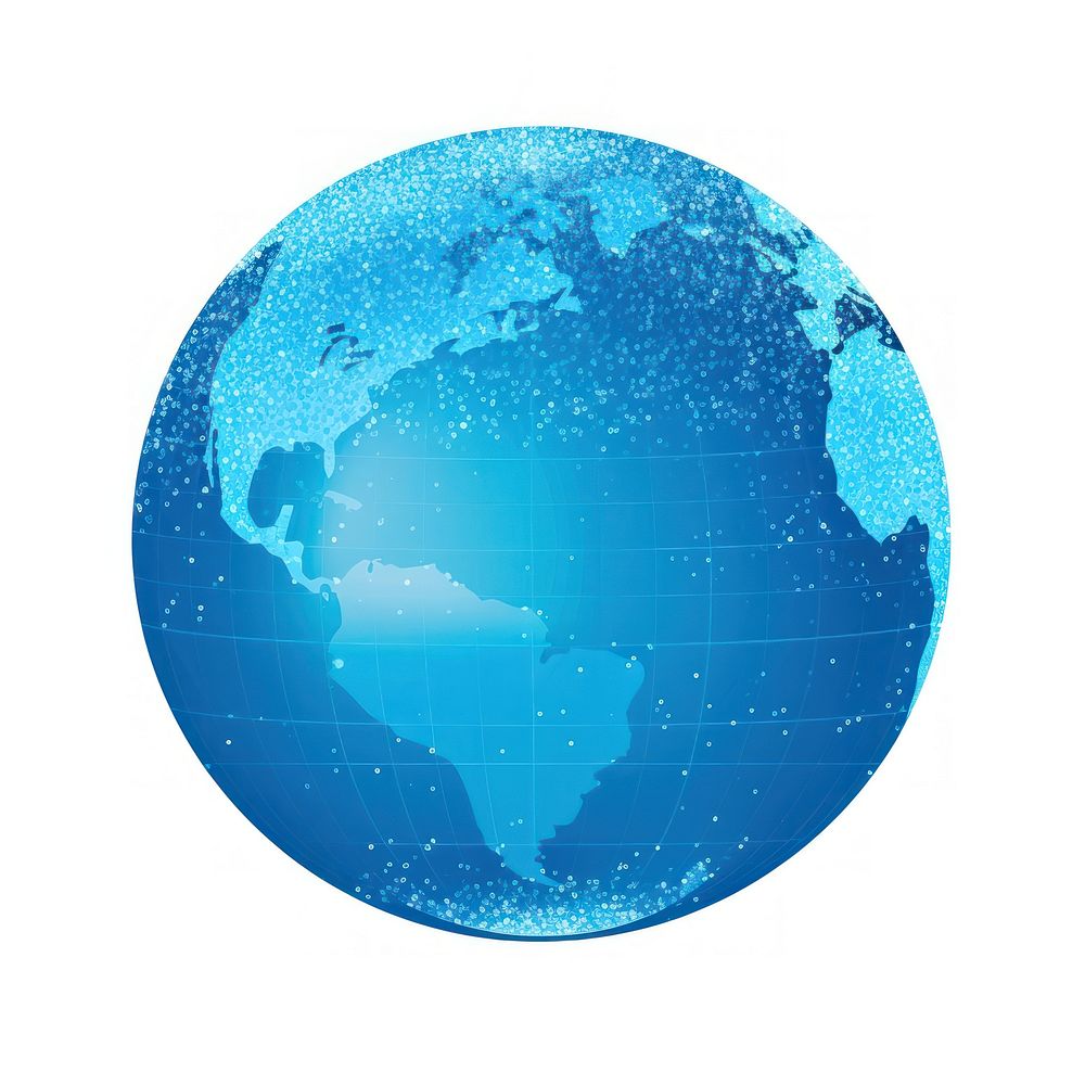 Blue globe icon sphere planet shape.