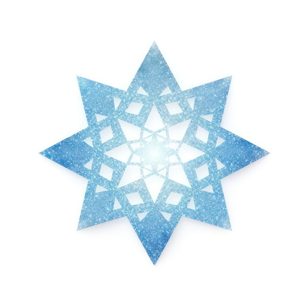 Blue octagram icon shape white background celebration.