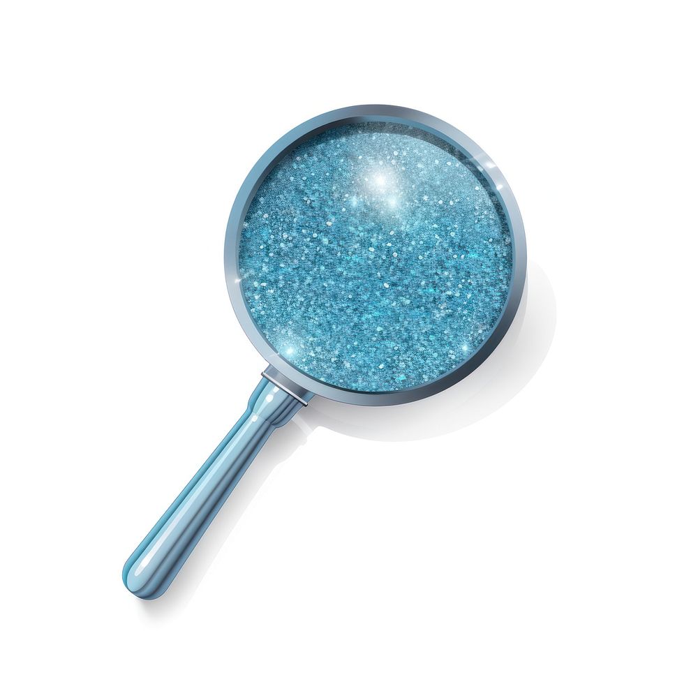 Blue magnifying glass icon shape white background astronomy.