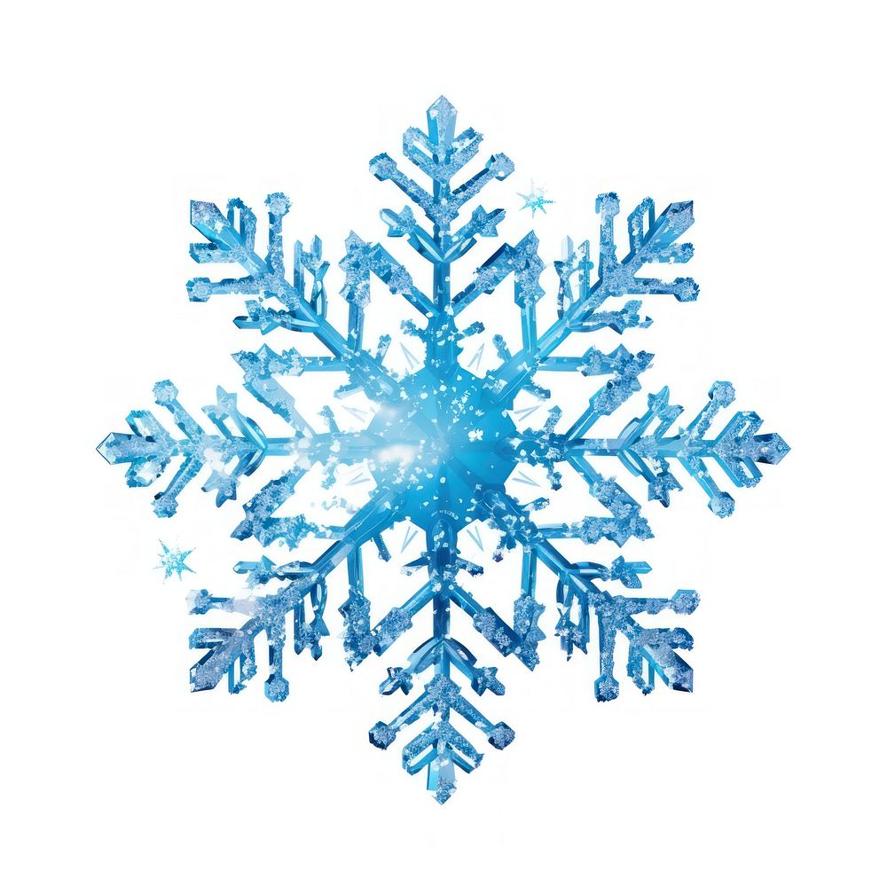 Blue snowflake icon shape white background celebration.