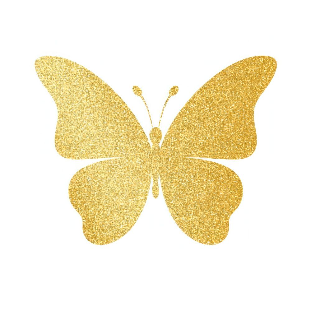 Gold butterfly icon petal white background celebration.