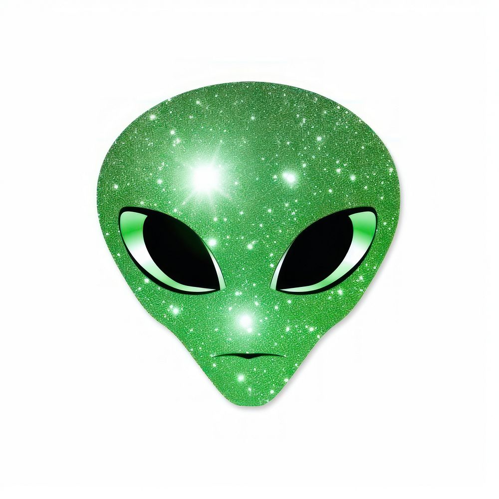 Green alien icon shape white background celebration.