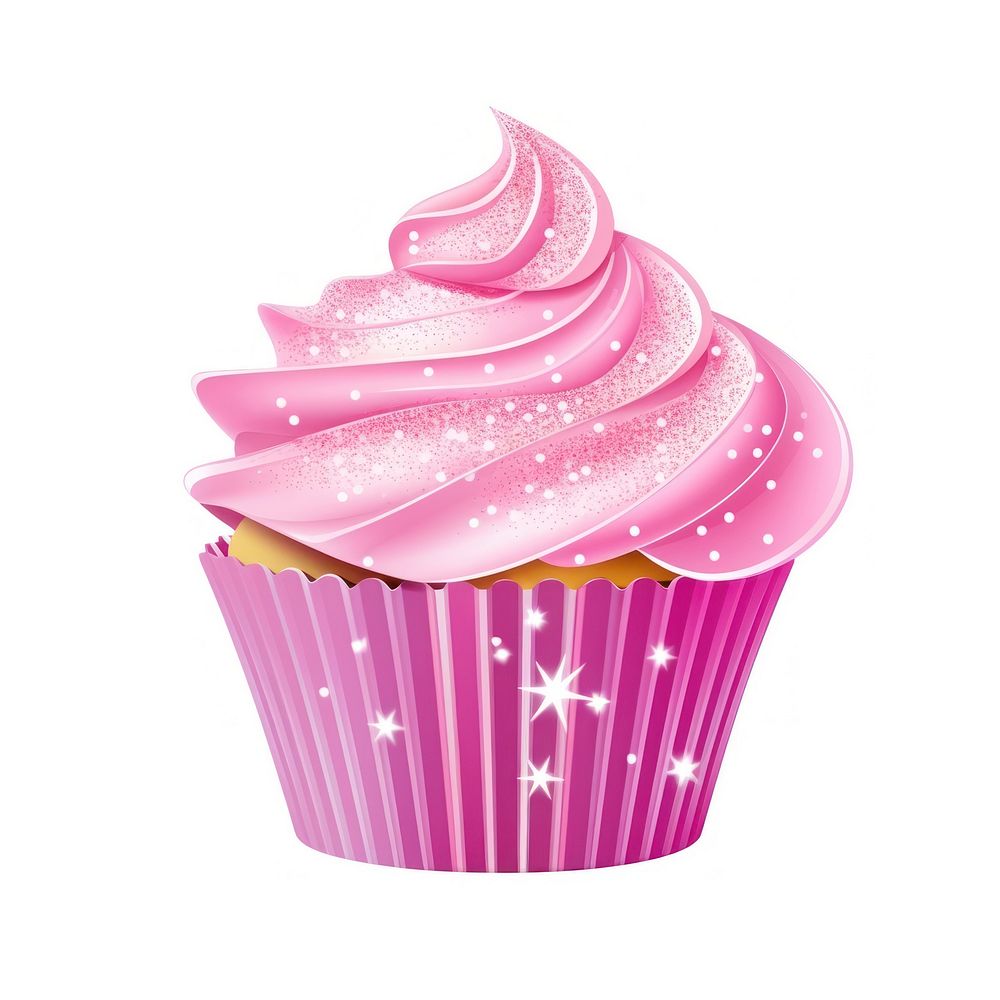 Pink cupcake icon dessert icing food.