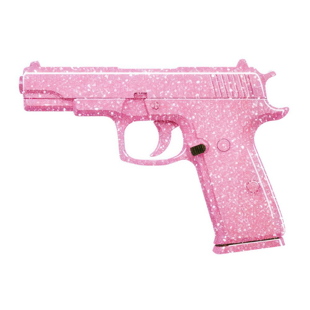 Pink gun icon handgun weapon white background.