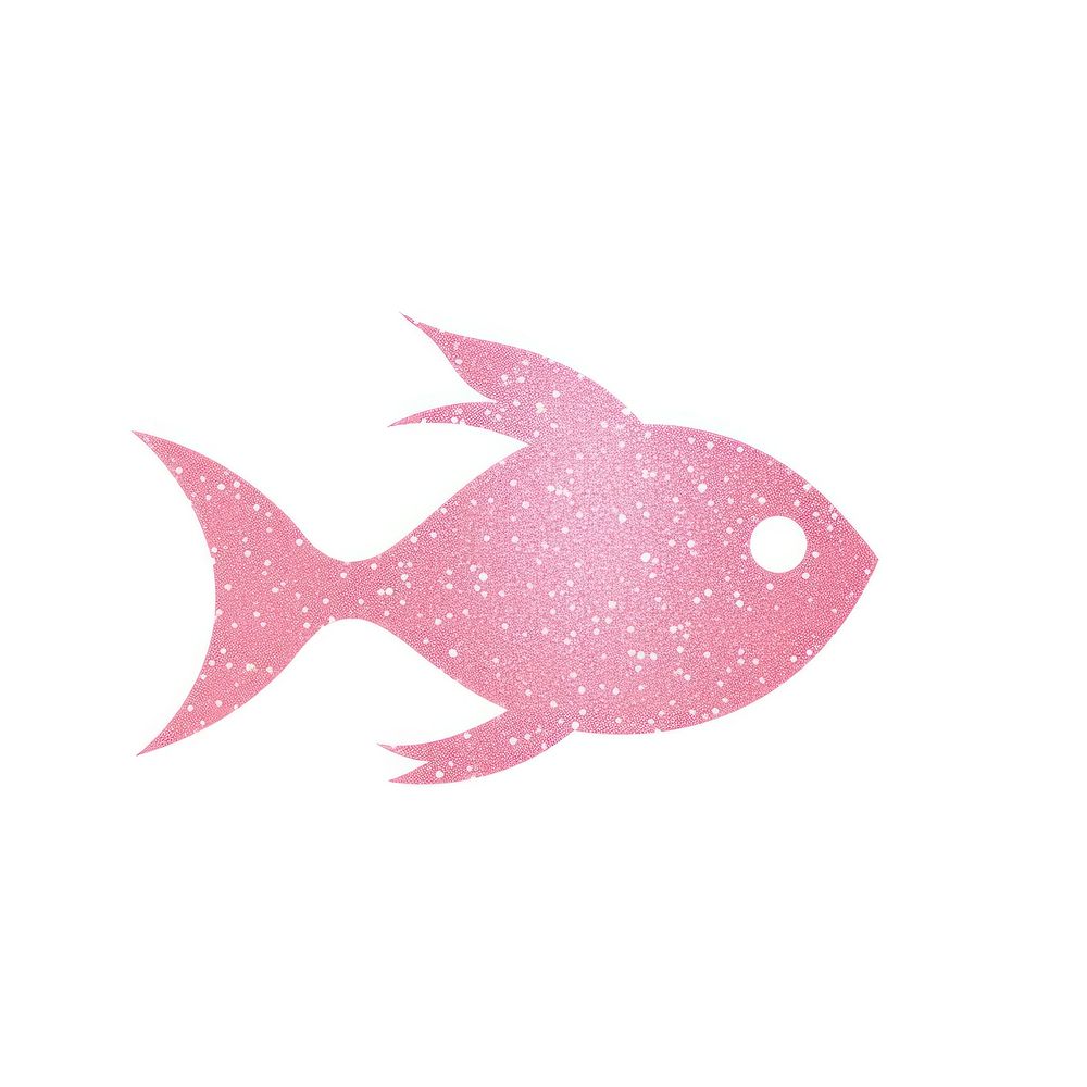 Pink fish icon animal white background underwater.