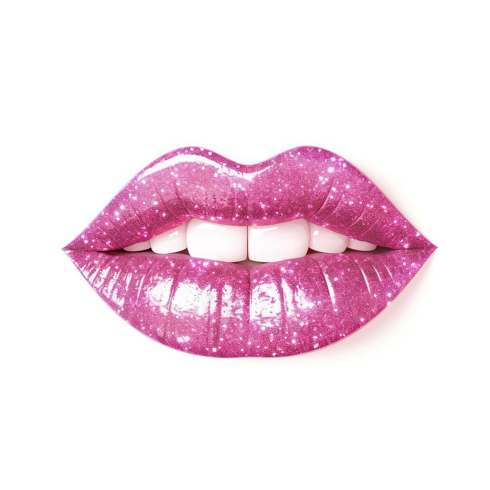 Pink lip icon cosmetics lipstick glitter.