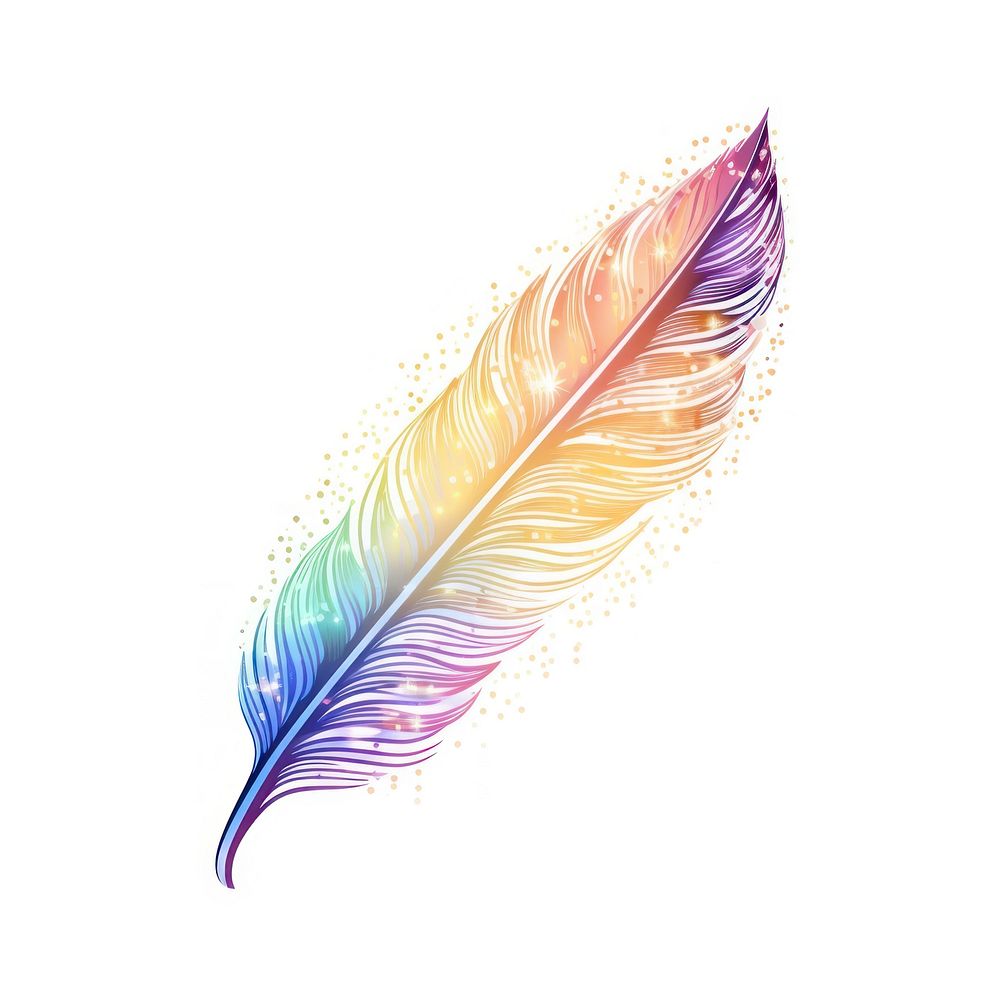 Rainbow feather icon art white background lightweight.