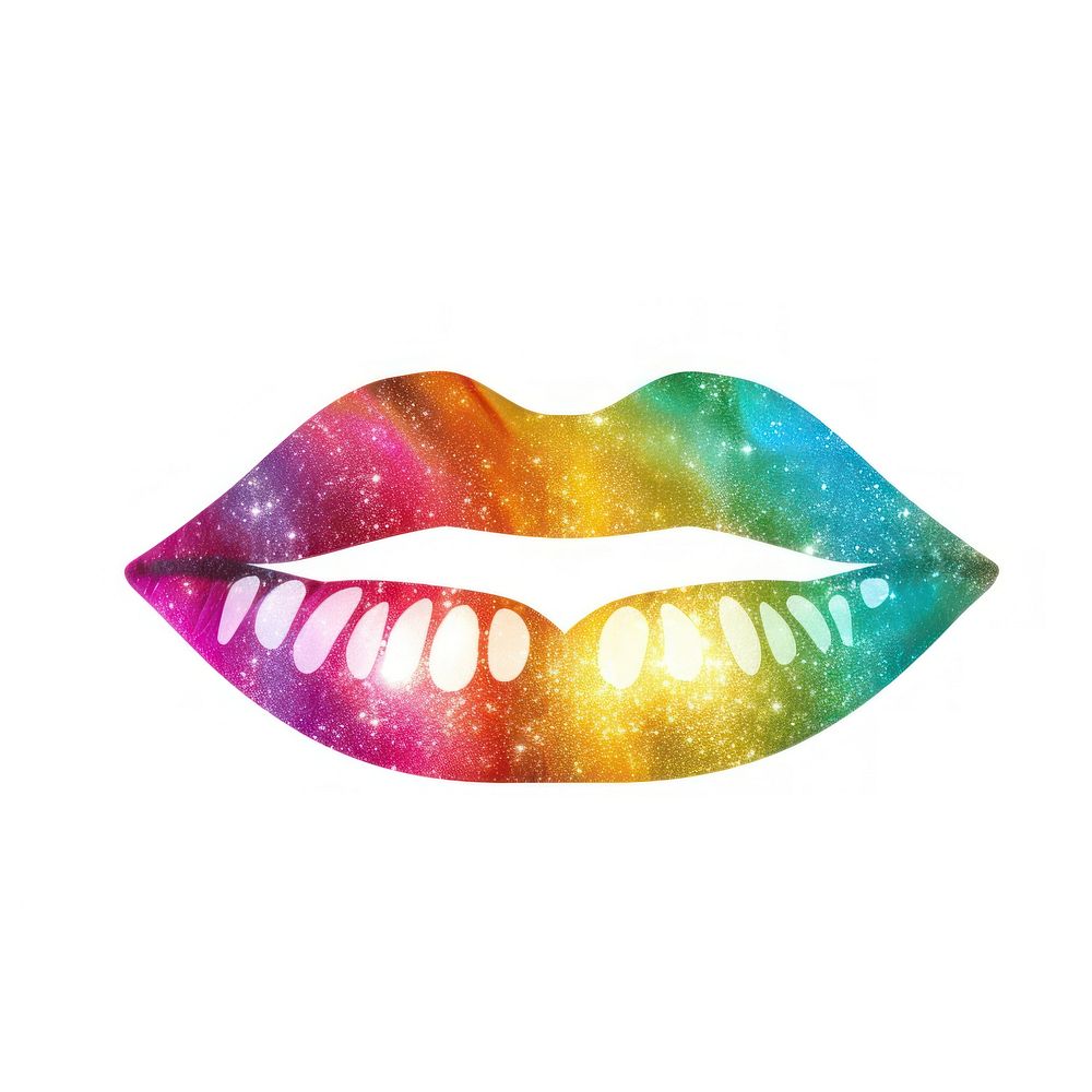 Rainbow lip icon lipstick white background creativity.