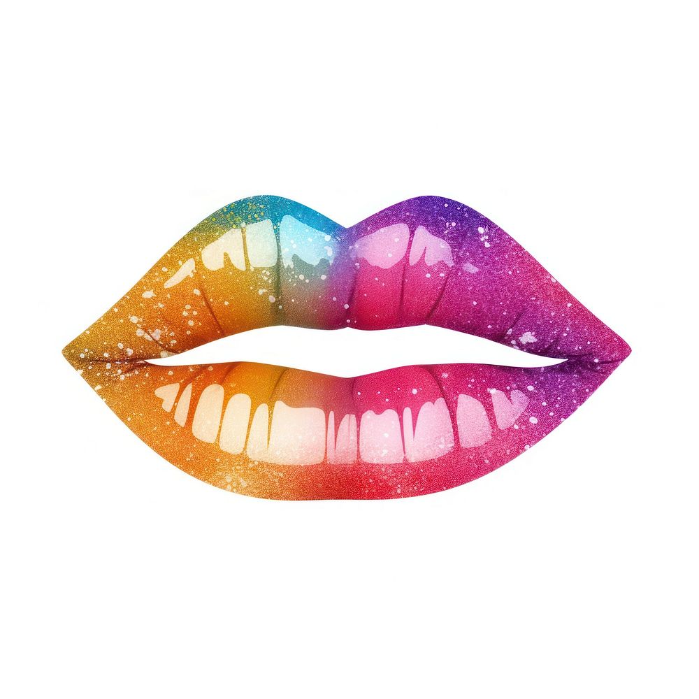Rainbow lip icon lipstick white background cosmetics.
