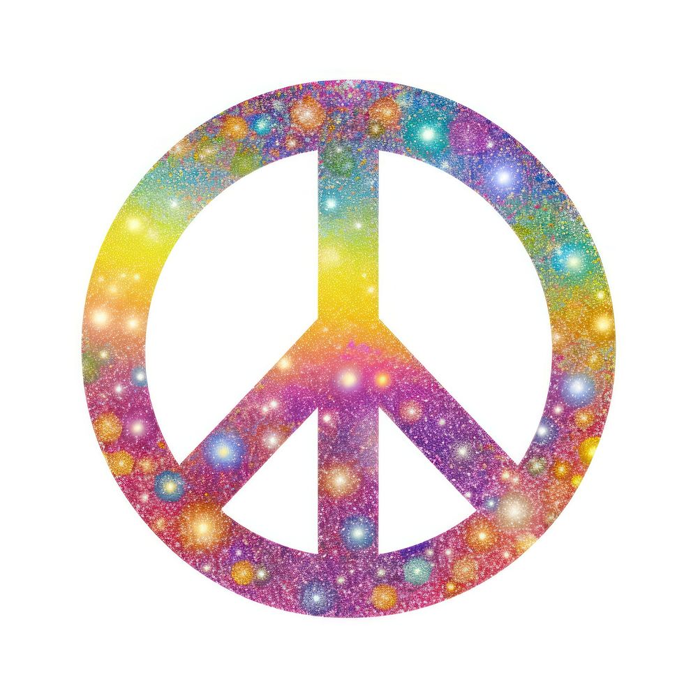 Rainbow peace sign icon shape white background illuminated.