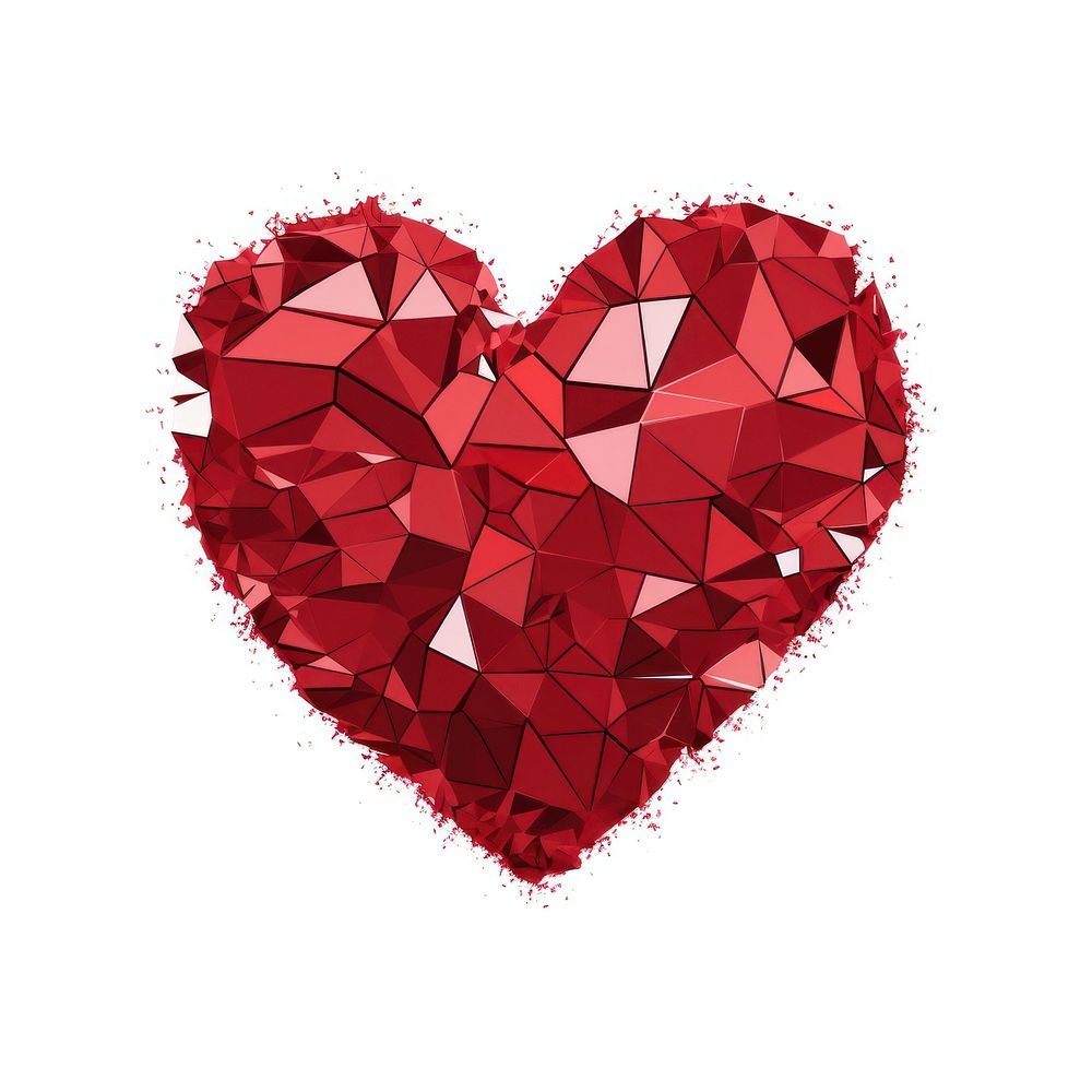 Red broken heart icon shape white background chandelier.