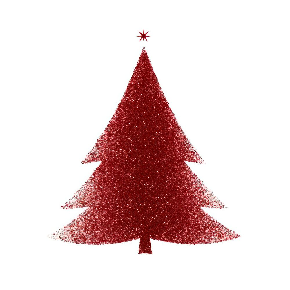 Red Christmas tree icon christmas shape white background.