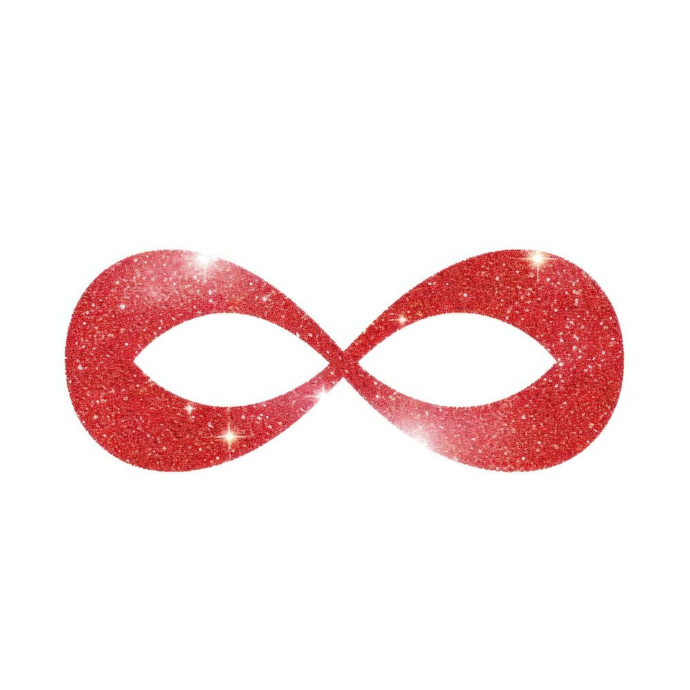 Red infinity icon shape white background illuminated.