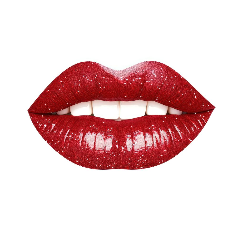 Red lip icon lipstick white background cosmetics.