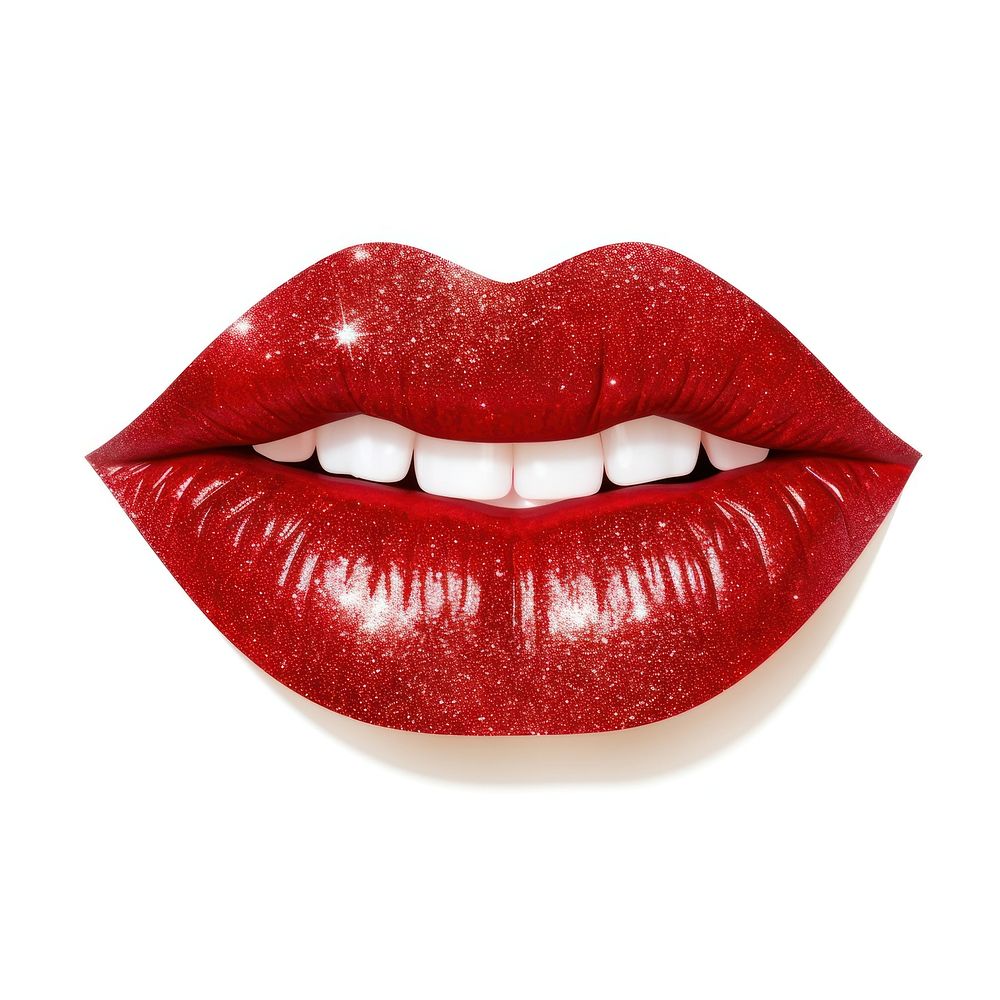 Red lip icon cosmetics lipstick white background.