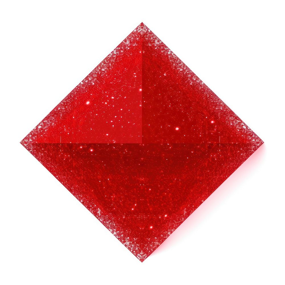 Red square icon glitter shape white background.