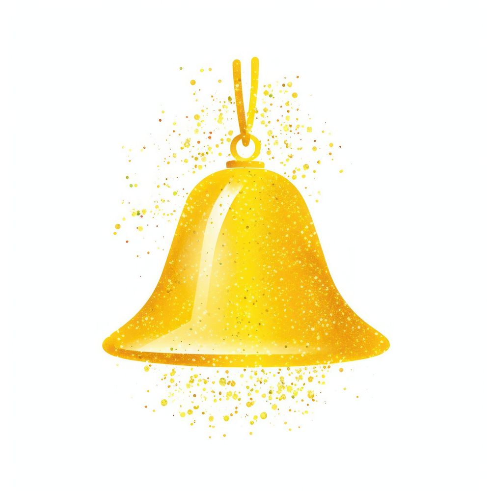 Yellow bell icon shape white background hanging.
