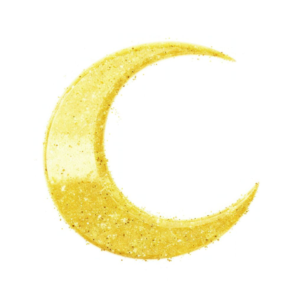 Yellow crescent icon shape night moon.