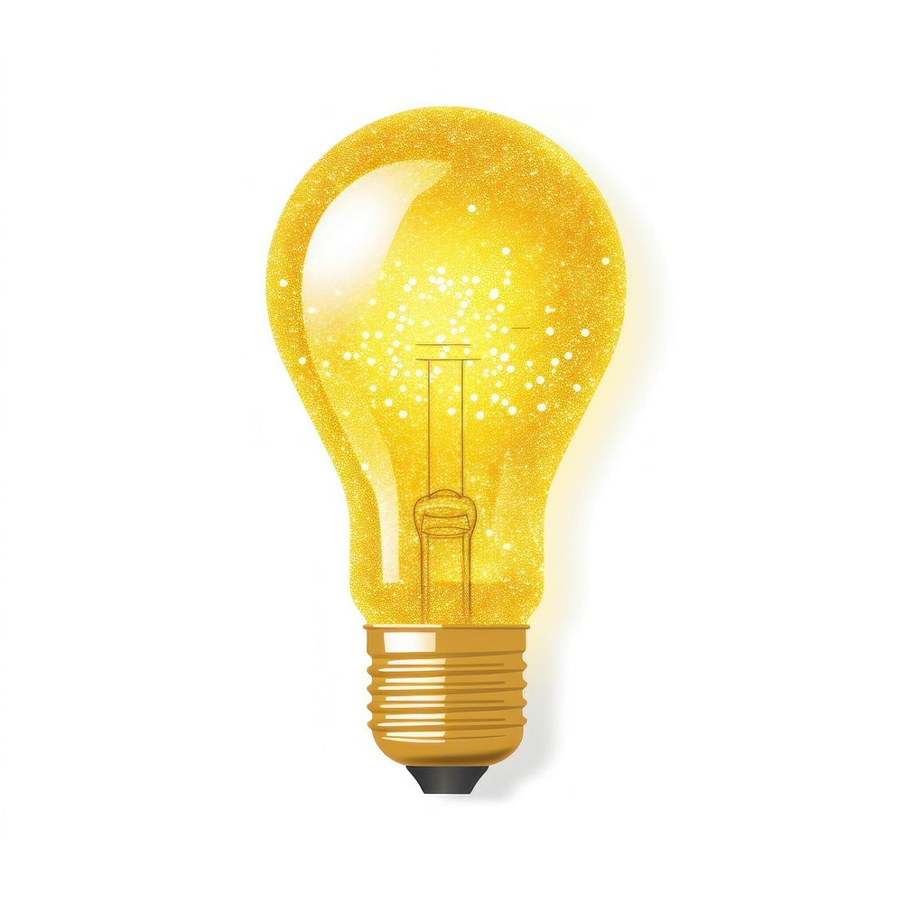 Yellow lightbulb icon white background illuminated electricity.