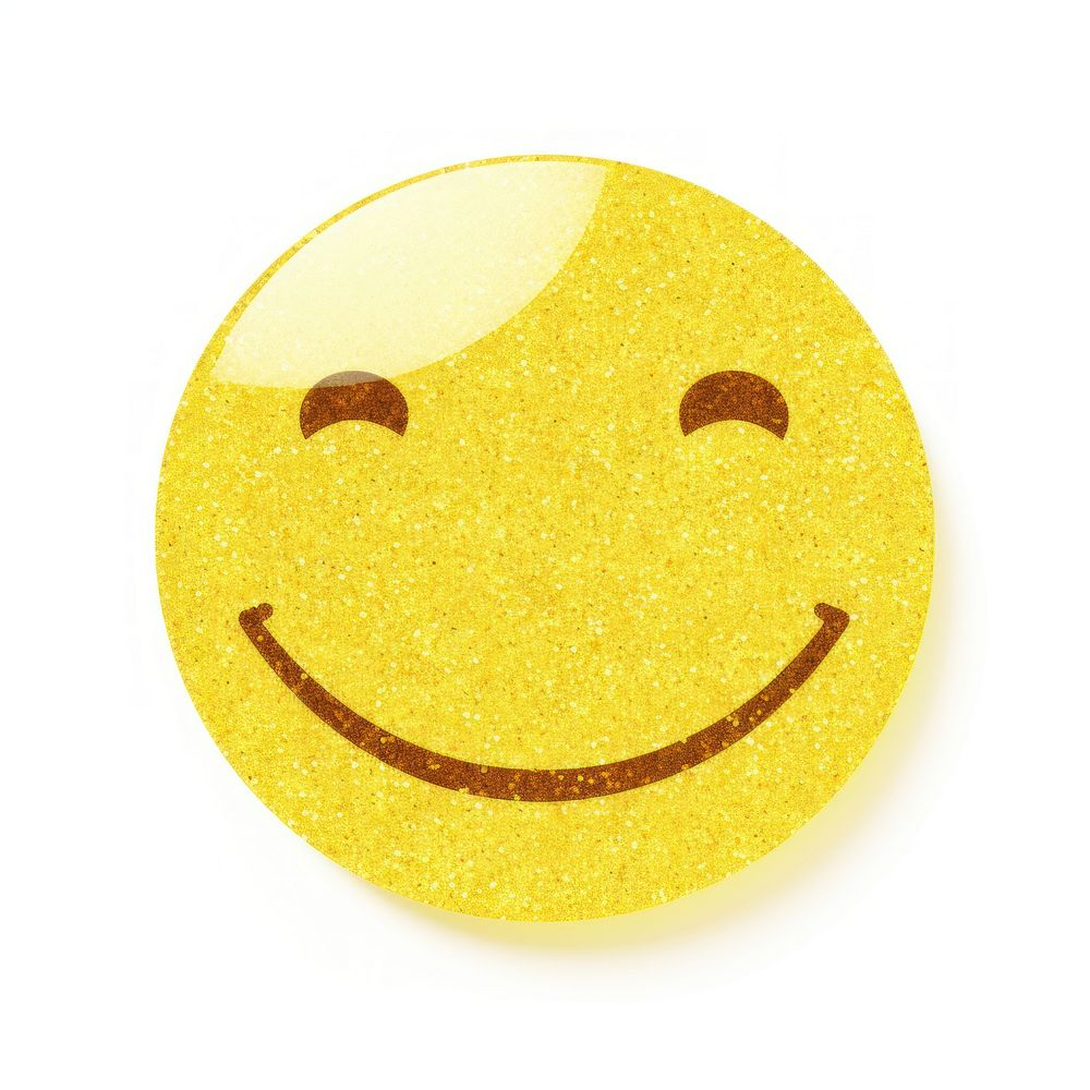 Yellow smile emoji icon shape white background anthropomorphic.