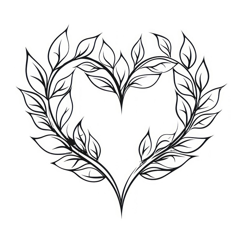 Heart leaf sketch pattern drawing.