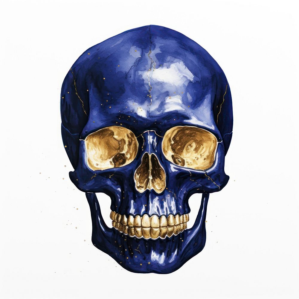 Indigo skull white background creativity anatomy.