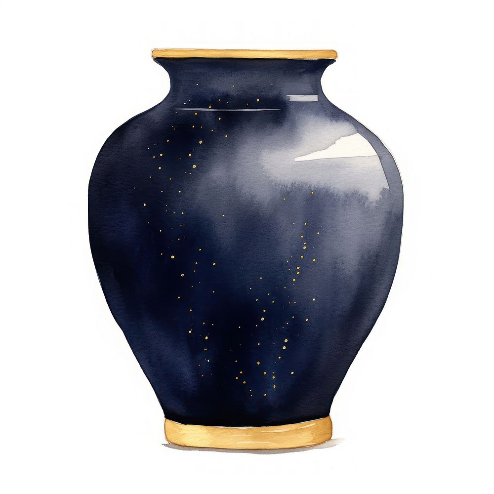 Indigo vase pottery urn jar.