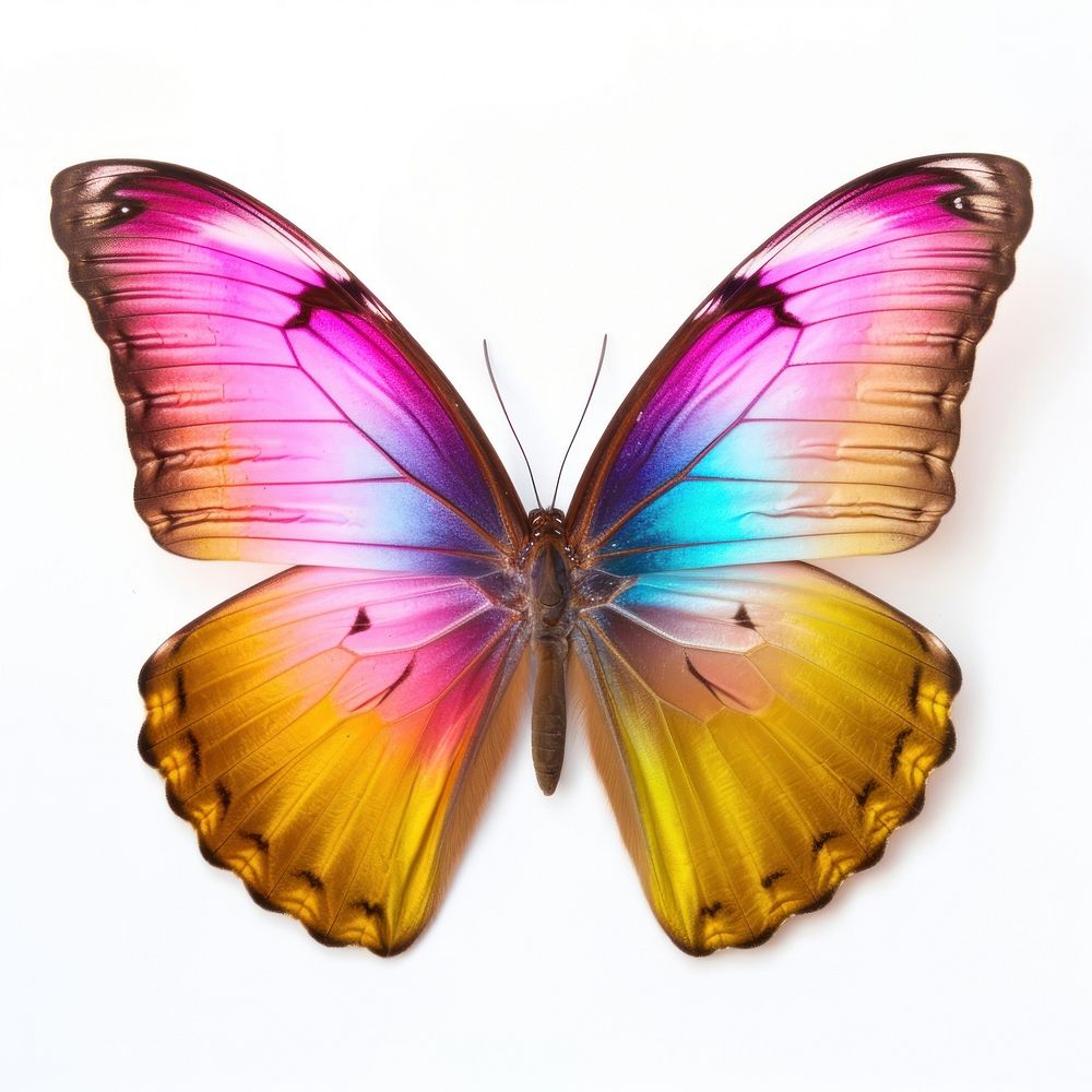 Rainbow butterfly animal insect white background.