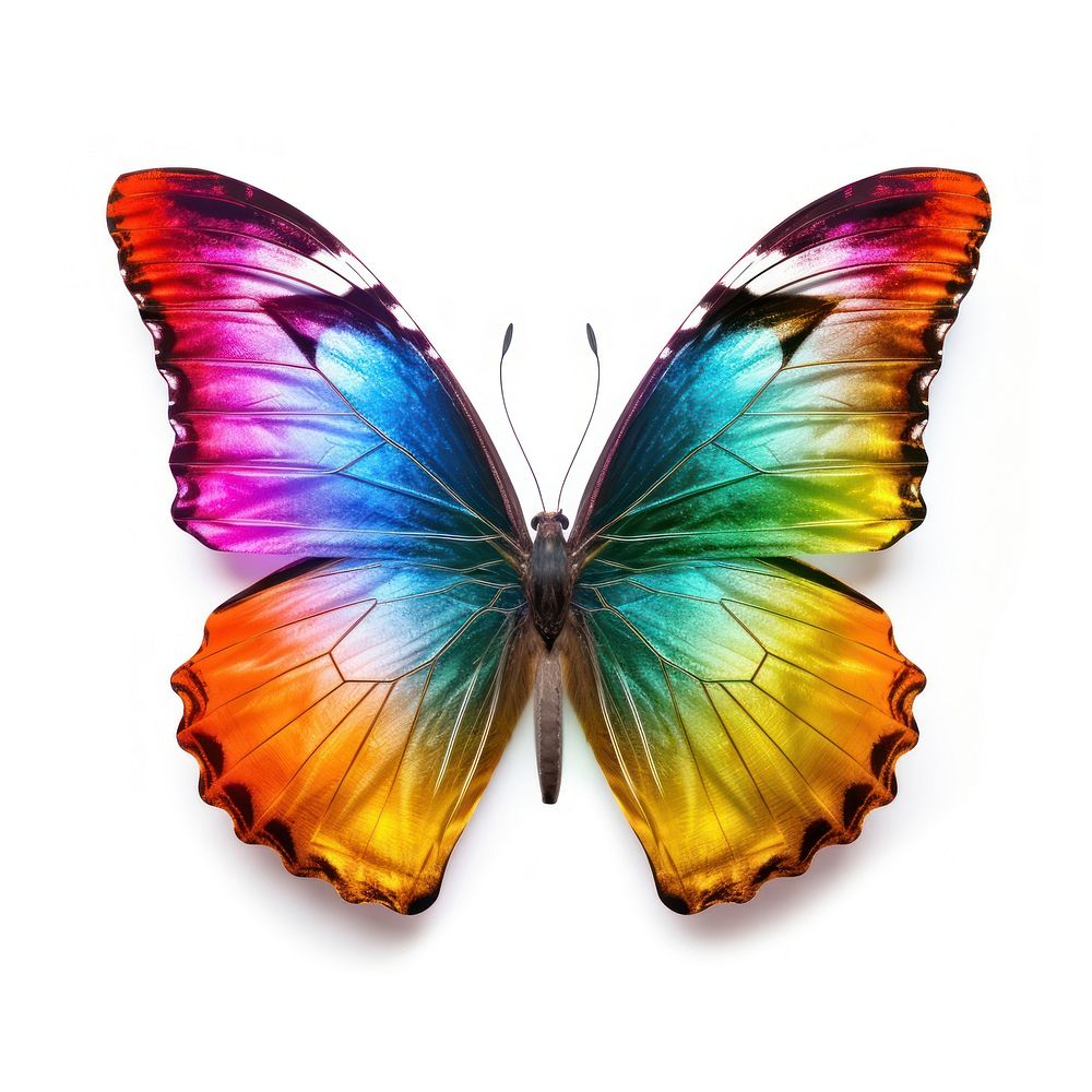 Rainbow butterfly animal insect white background.