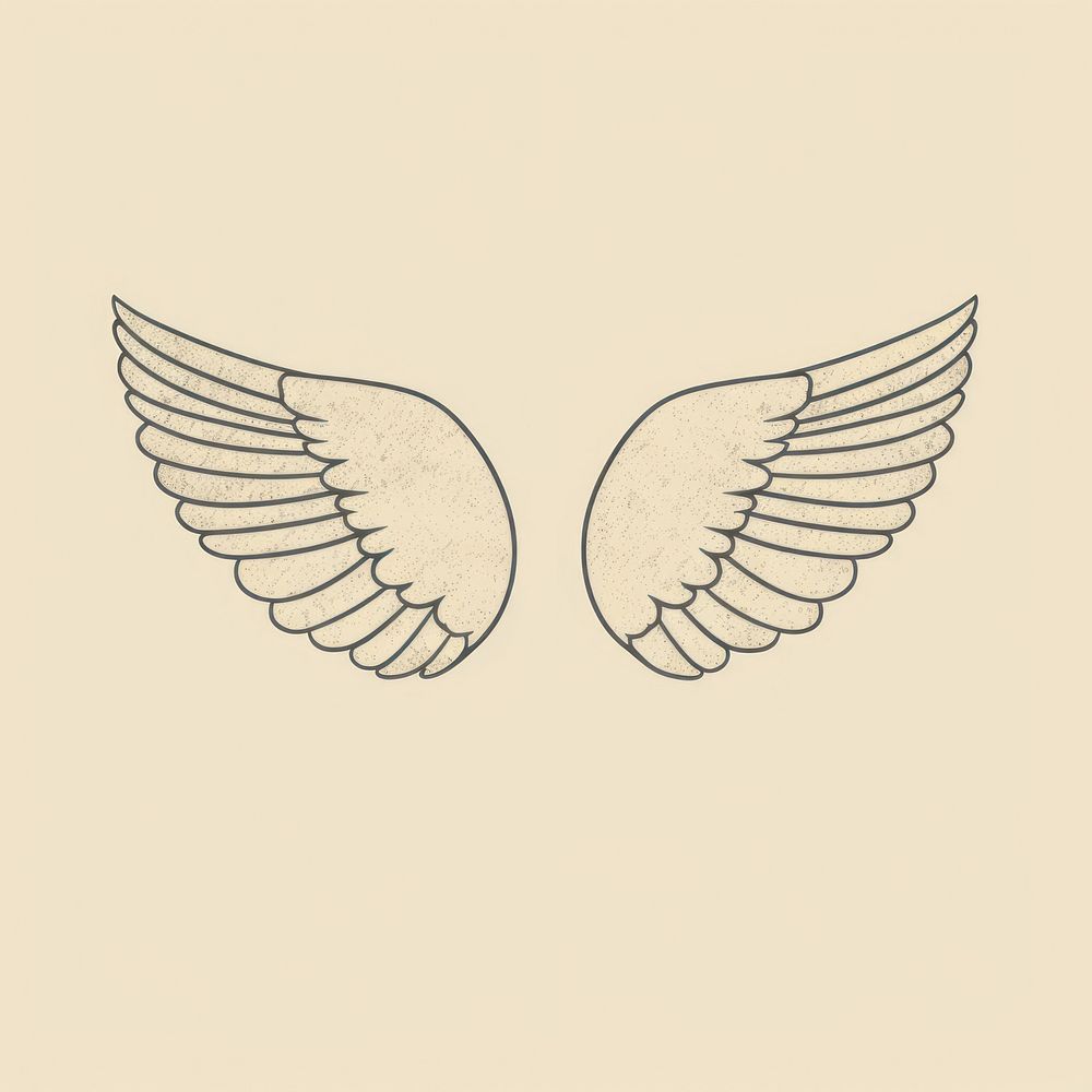 Angel wings icon drawing sketch illustrated.