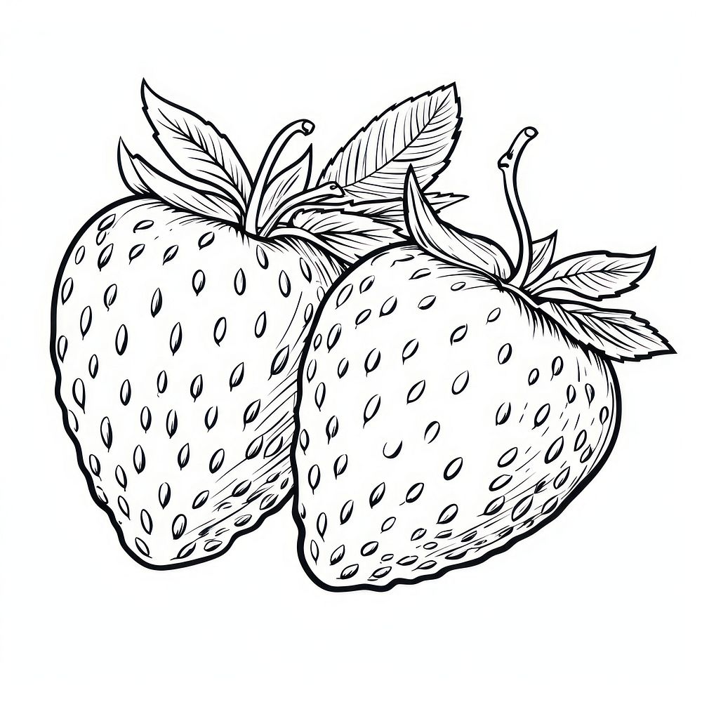 Strawberry sketch drawing fruit.